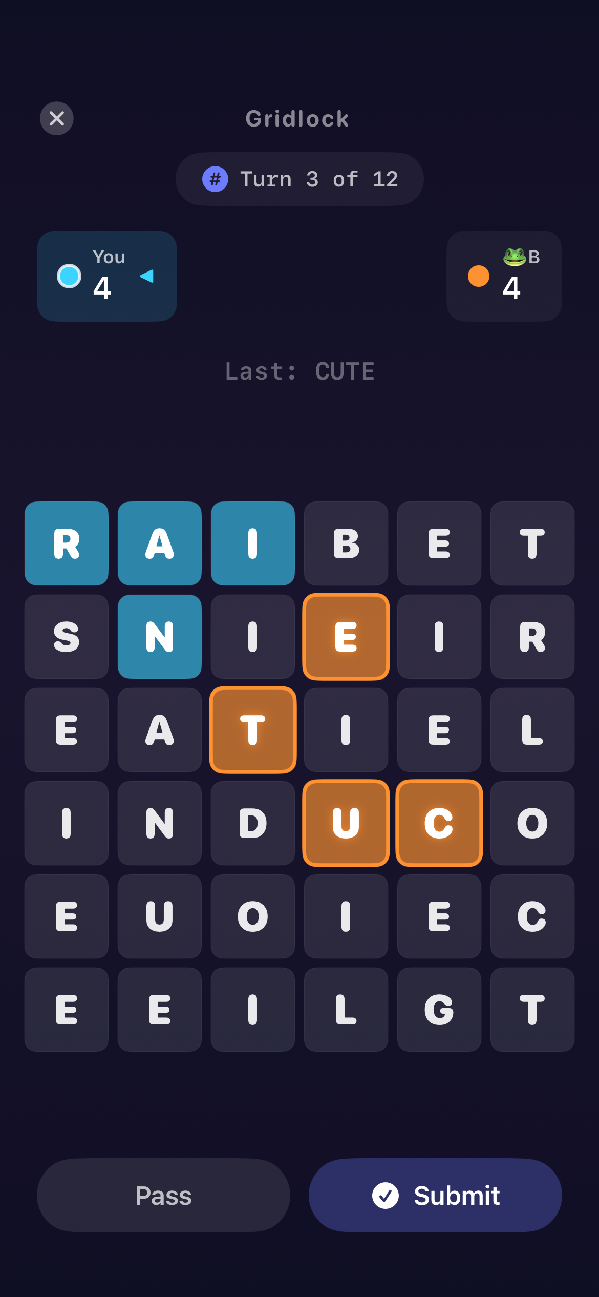 Gridlock word game