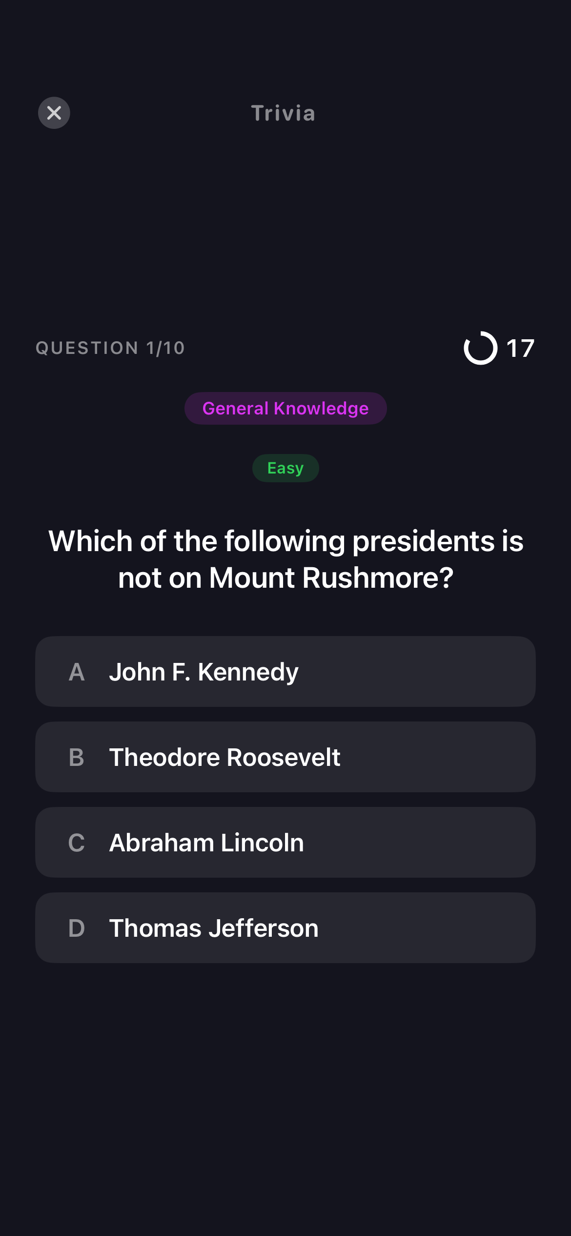 Trivia game